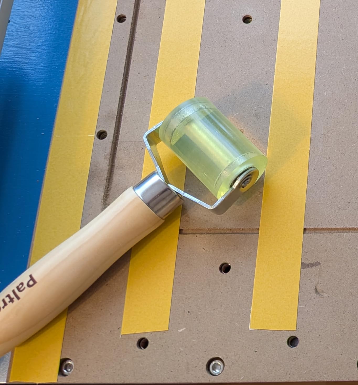 Dual bearing seam roller for wallpaper tools and vinyl roller projects