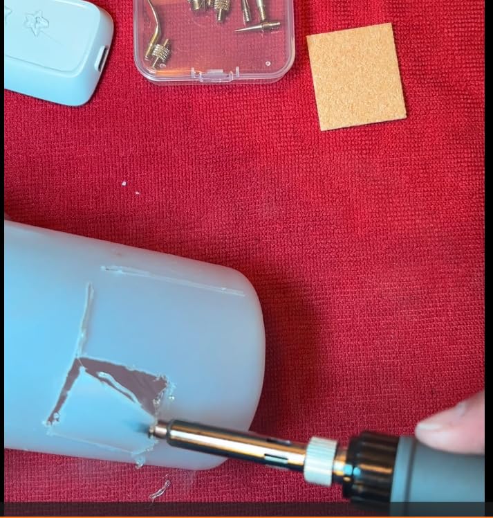 Heat set insert tool working on a 3D printed plastic part